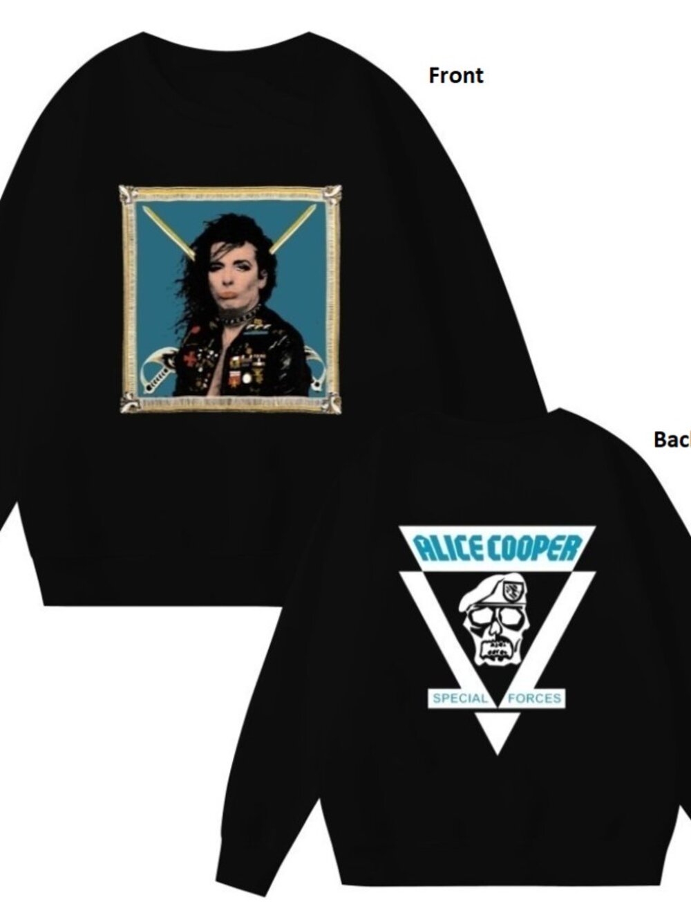 Alice Cooper 1981 Special Forces 2 Sided Music Sweatshirt 17
